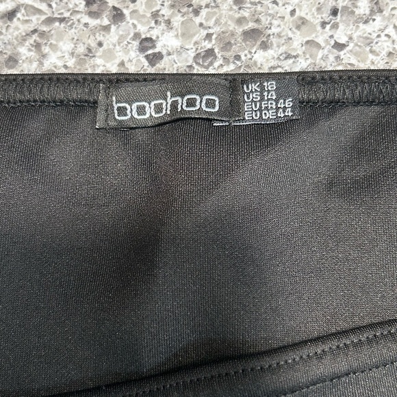 Boohoo Sexy Black Cut-Out Handkerchief Hem Mini Dress Size 14 - Picture 2 of 4